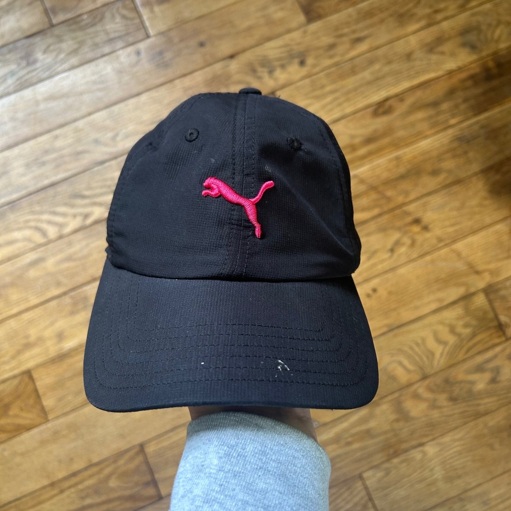 Puma Golf Hat Black Pink Embroidered Cat Logo Adjustable Performance Cap Mens OS